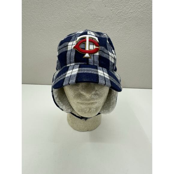 Melonwear Trapper Hat Minnesota Twins MLB Pepsi Blue Plaid Lined Winter Cap - Picture 1 of 8